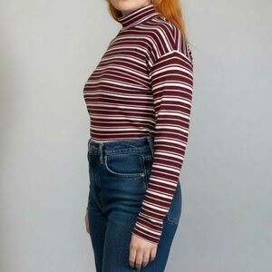 dip Burgundy and Lilac Striped Long Sleeve Top Drop Shoulder